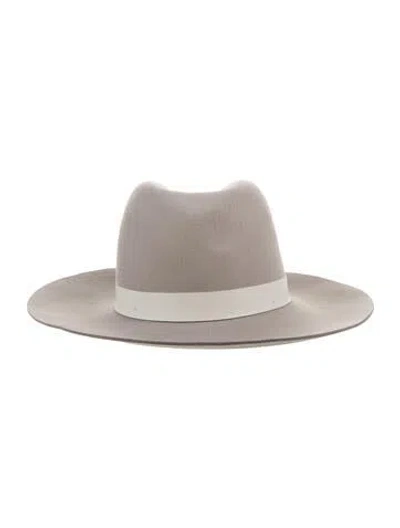 Pre-owned Janessa Leone Grey Wool Janessa Fedora Hat In Neutrals