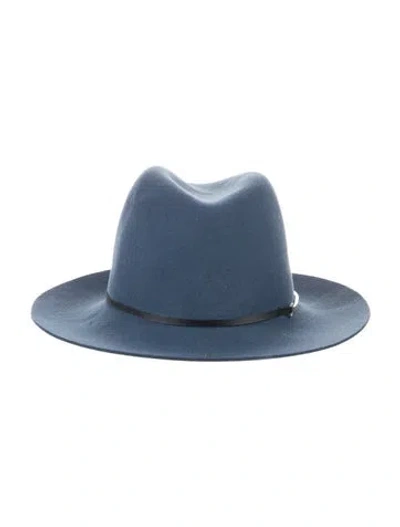Pre-owned Janessa Leone Handmade Fedora In Blue