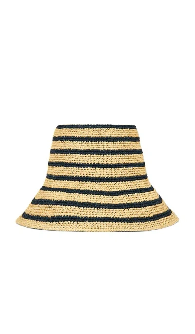 Janessa Leone Harbor Packable Raffia Bucket Hat In Brown
