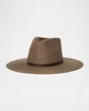 Janessa Leone Harley Wool & Suede Fedora Hat In Almond