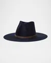 Janessa Leone Harley Wool & Suede Fedora Hat In Deep Navy