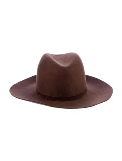 Pre-owned Janessa Leone Homburg Hat In Brown
