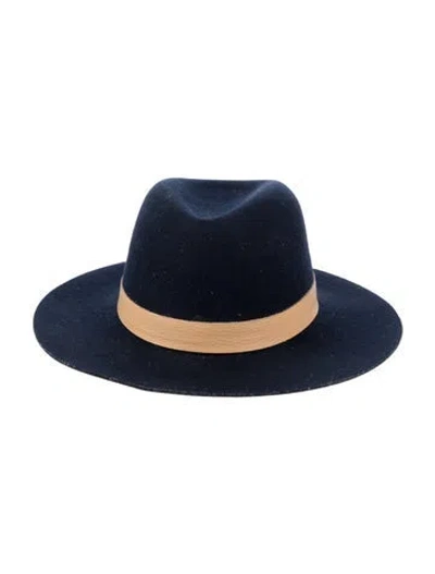 Pre-owned Janessa Leone Janesa Leone Fedora Hat In Blue