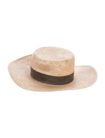 Pre-owned Janessa Leone Straw Hat In Neutrals