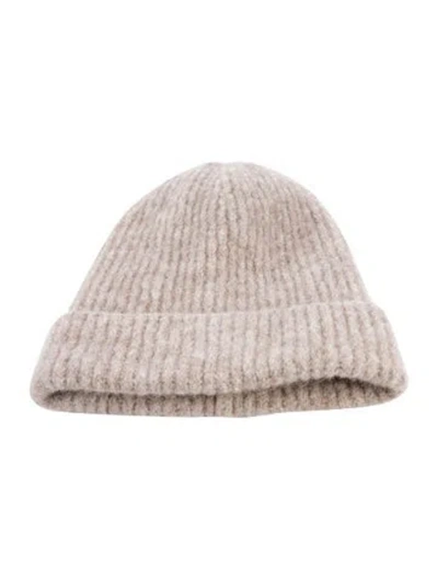 Pre-owned Janessa Leone Knitted Wool Beanie In Neutrals
