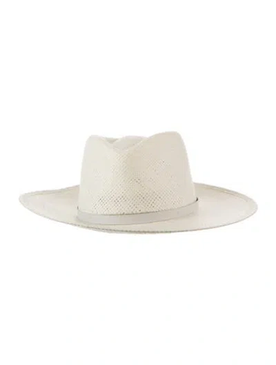 Pre-owned Janessa Leone Large Straw Panama Hat In Neutrals
