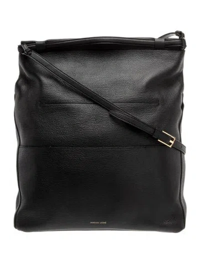 Pre-owned Janessa Leone Leather Messenger Bag In Black