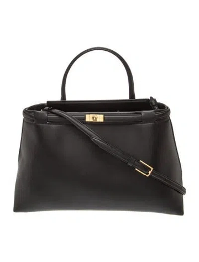 Pre-owned Janessa Leone Leather Shoulder Bag In Black