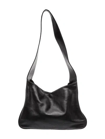 Pre-owned Janessa Leone Leather Shoulder Bag In Black