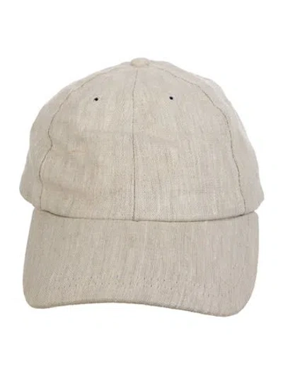 Pre-owned Janessa Leone Linen Baseball Cap In Neutral