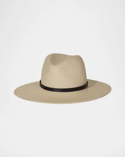 Janessa Leone Lyra Packable Straw Fedora Hat In Natural