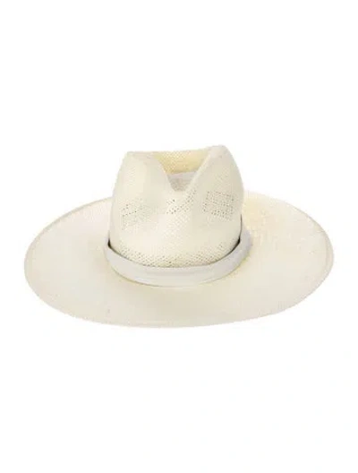 Pre-owned Janessa Leone Medium Brim Straw Hat In Neutral