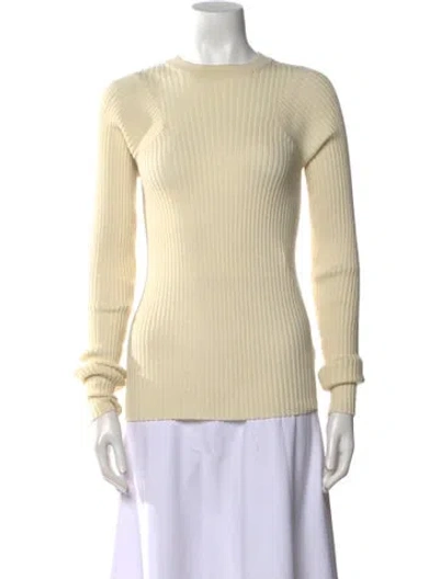 Pre-owned Janessa Leone Merino Wool Crew Neck Sweater W/ Tags In Neutral