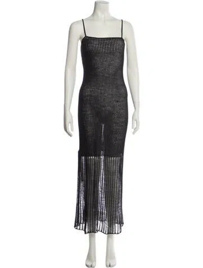 Pre-owned Janessa Leone Merino Wool Midi Length Dress In Black