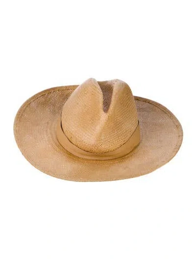 Pre-owned Janessa Leone Neutral Color Straw Hat