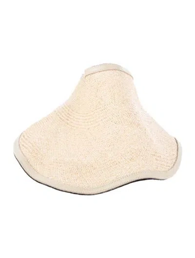 Pre-owned Janessa Leone Neutral  Straw Hat. Designer Size One Size