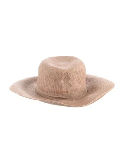 Pre-owned Janessa Leone Neutral Straw Sun Hat In Neutrals