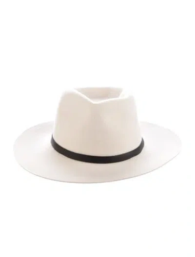 Pre-owned Janessa Leone Neutral Wool Bowler Hat  W/tags In Black/white