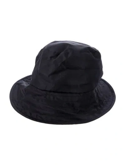 Pre-owned Janessa Leone Nylon Bucket Hat In Black