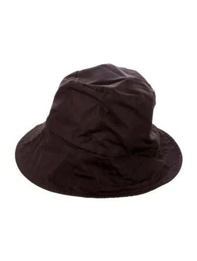 Pre-owned Janessa Leone Nylon Bucket Hat In Brown