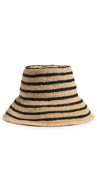 Janessa Leone Packable Bucket Hat Natural/navy
