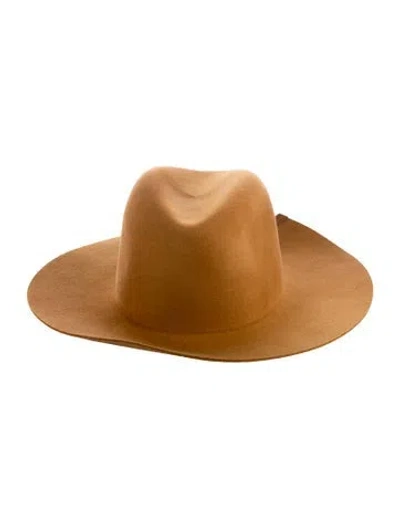 Pre-owned Janessa Leone Panama Hat In Orange