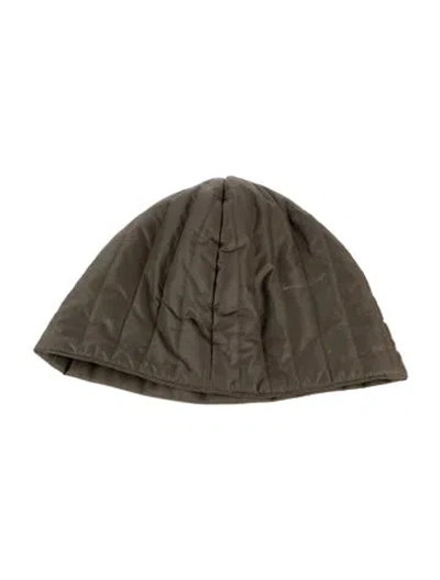 Pre-owned Janessa Leone Puffer Beanie Hat In Green
