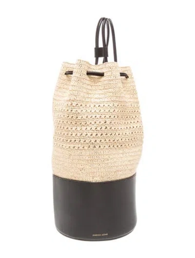 Pre-owned Janessa Leone Raffia Bucket Bag In Neutral