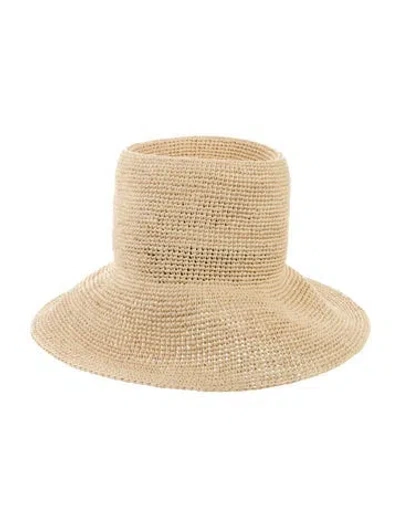 Pre-owned Janessa Leone Raffia Bucket Hat In Neutral