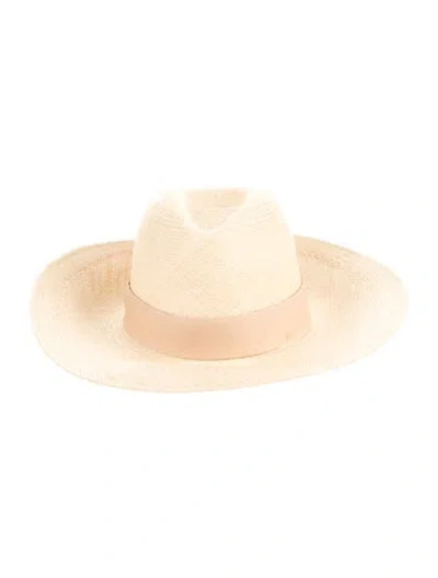 Pre-owned Janessa Leone Raffia Bucket Hat In Neutrals