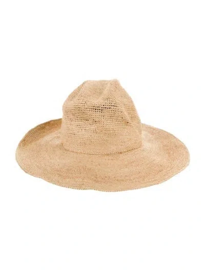 Pre-owned Janessa Leone Raffia Floppy Hat W/tags In Neutral