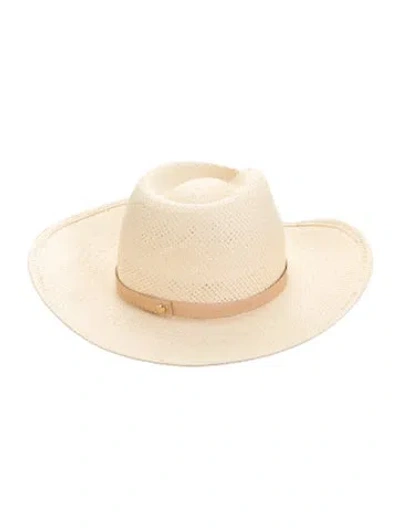 Pre-owned Janessa Leone Raffia Hat In Neutrals
