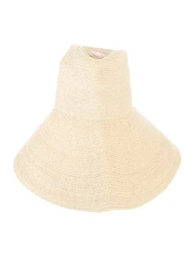 Pre-owned Janessa Leone Raffia Straw Beach Hat In Neutral
