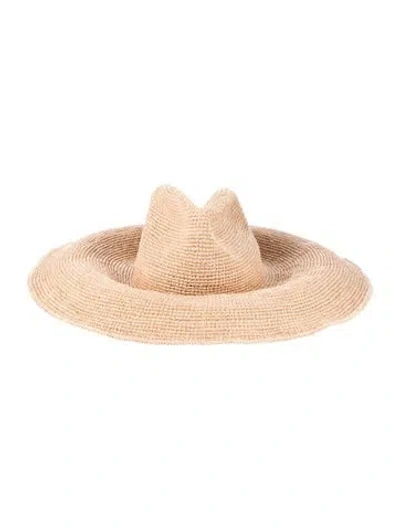 Pre-owned Janessa Leone Raffia Summer Hat In Neutral