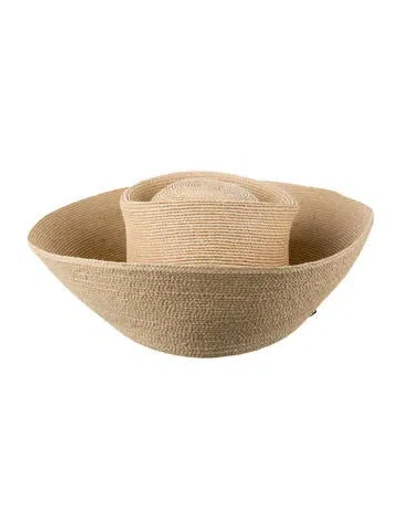 Pre-owned Janessa Leone Raffia Sun Hat In Neutrals