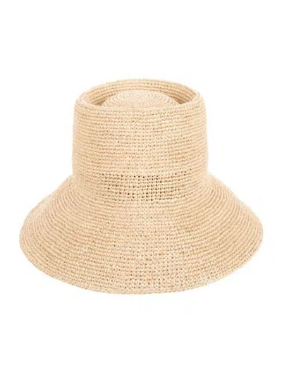 Pre-owned Janessa Leone Raffia Sun Hat W/tags In Neutral
