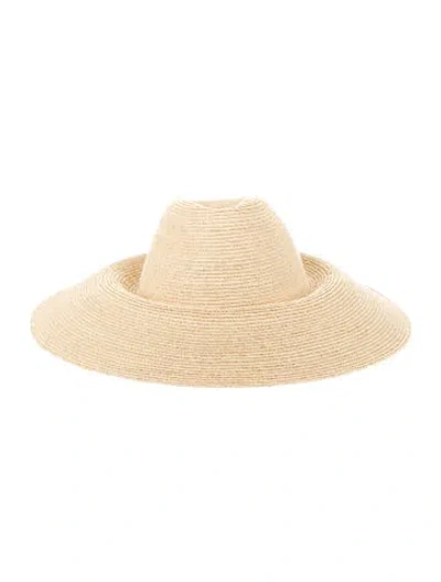Pre-owned Janessa Leone Raffia Sun Hat W/tags In Neutral