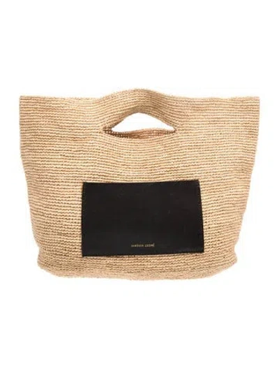 Pre-owned Janessa Leone Raffia Tote In Black/neutrals