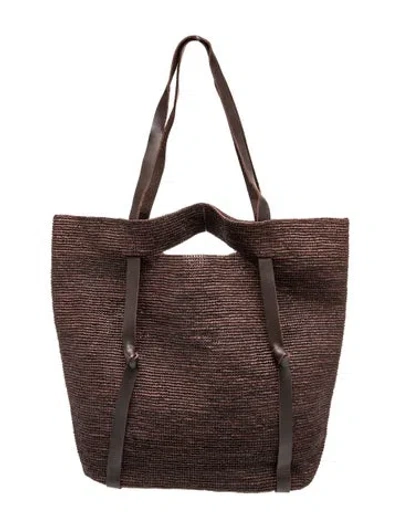 Pre-owned Janessa Leone Raffia Tote In Brown