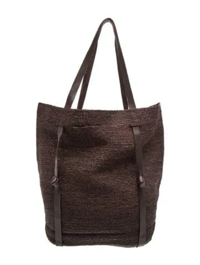 Pre-owned Janessa Leone Raffia Tote W/ Tags In Brown