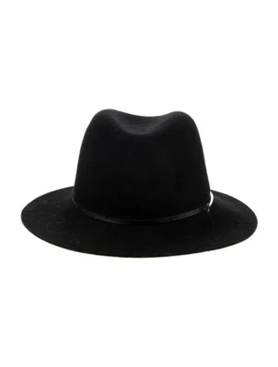Pre-owned Janessa Leone Short Brimmed Hat In Black