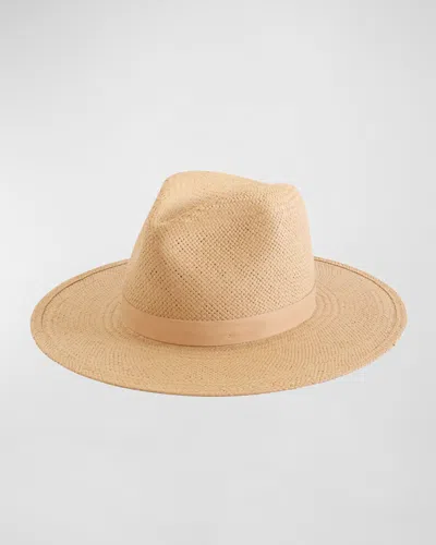 Janessa Leone Simone Packable Straw Fedora Hat In Sand