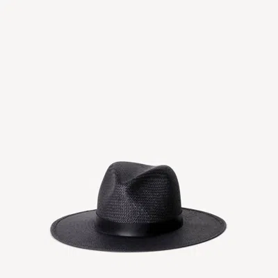 Janessa Leone Simone Packable Straw Hat In Black