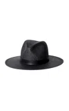 Janessa Leone Simone Packable Fedora Hat In Black