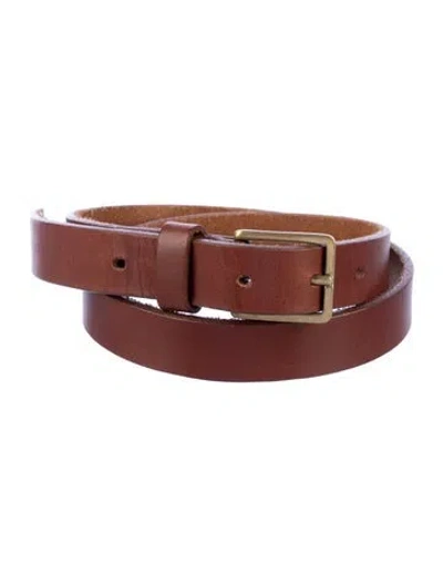 Pre-owned Janessa Leone Skinny Leather Belt In Brown