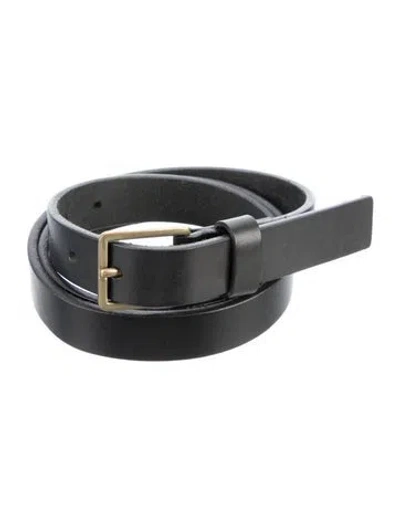 Pre-owned Janessa Leone Skinny Leather Waist Belt In Black