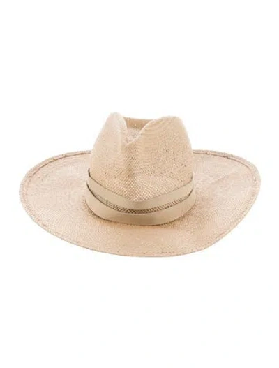 Pre-owned Janessa Leone Solid Sun Hat In Neutral