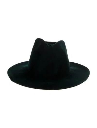 Pre-owned Janessa Leone Solid Wool Hat In Green