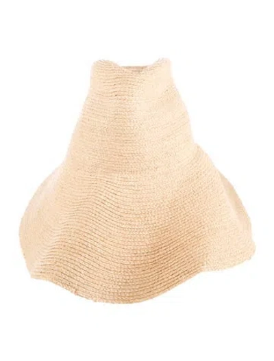 Pre-owned Janessa Leone Straw Baja Hat In Neutrals