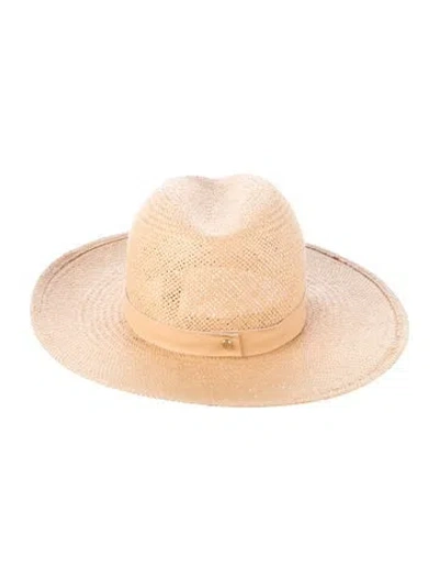 Pre-owned Janessa Leone Straw Beach Hat In Neutral